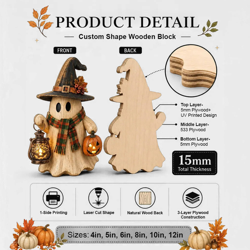 Crystal Pumpkin Ghosts Wooden Block 3-Layers GFTOHNL2779