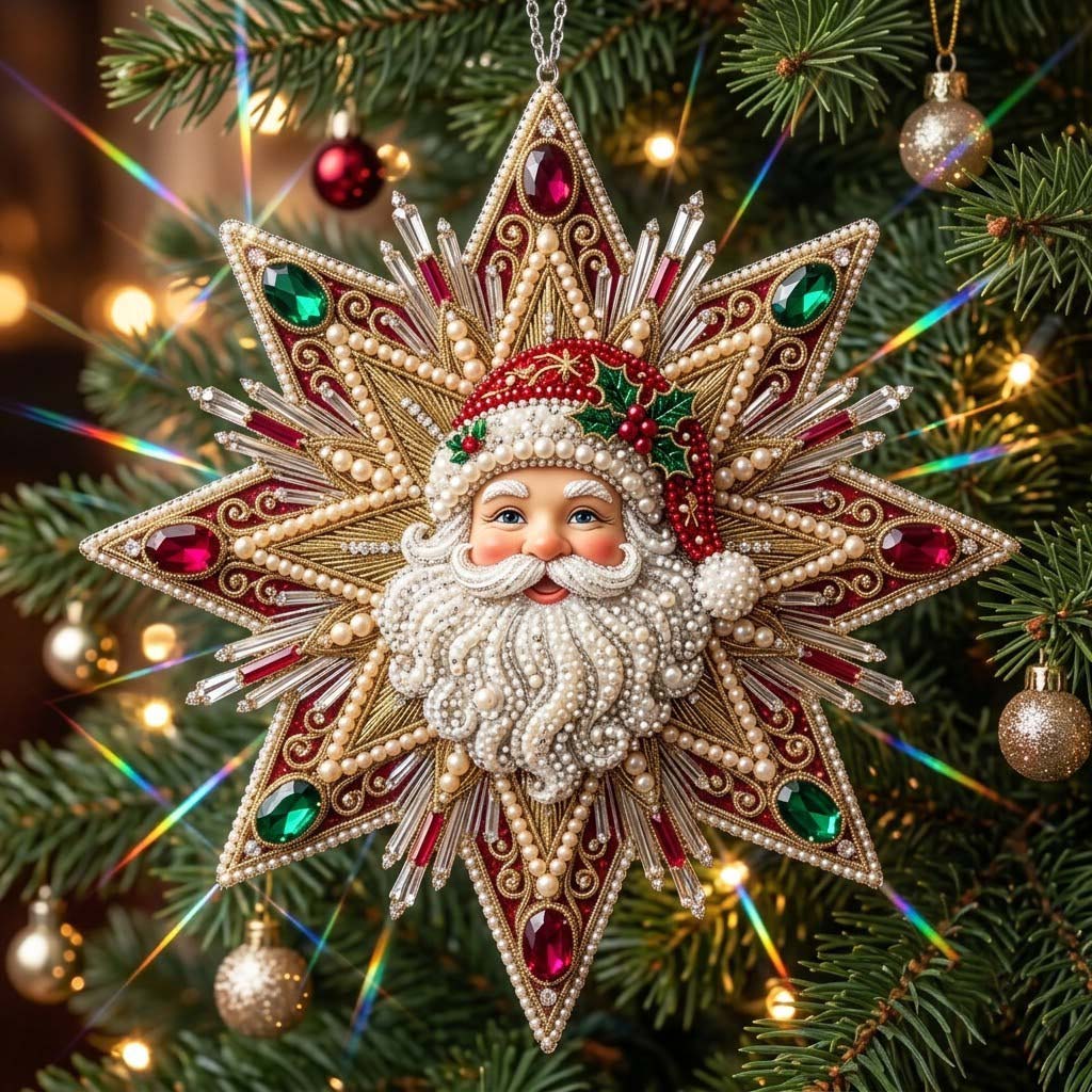 Santa Star Christmas Mica Ornament GDTONTD2064