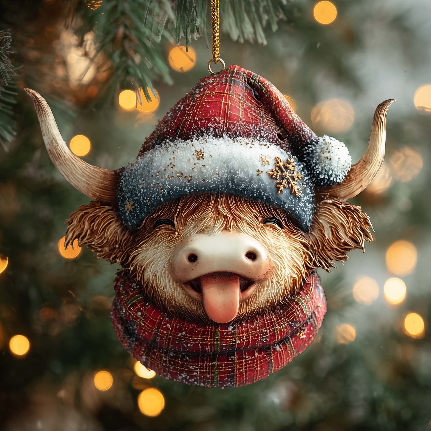 Highland Smiling Christmas Mica Ornament GFSPQA153