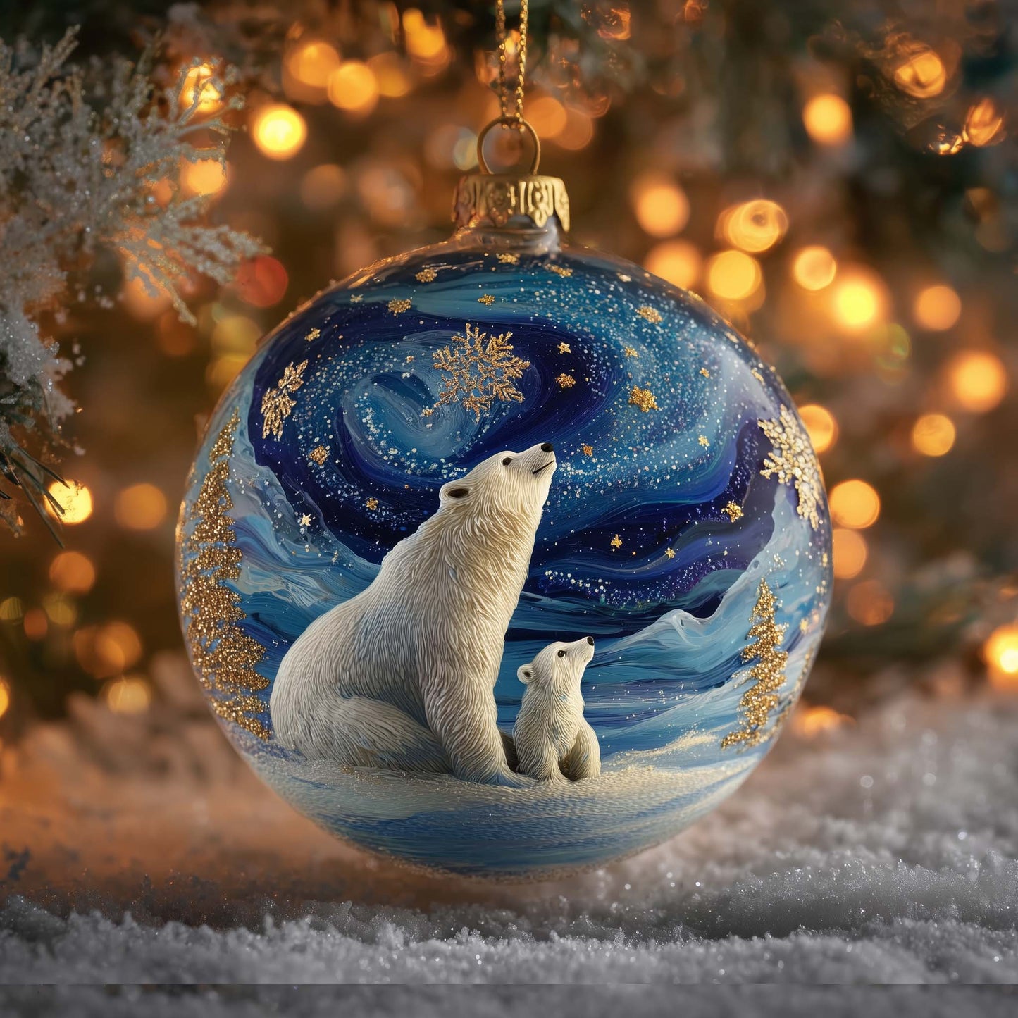 Polar Bear Christmas Mica Ornament GFSPTG150