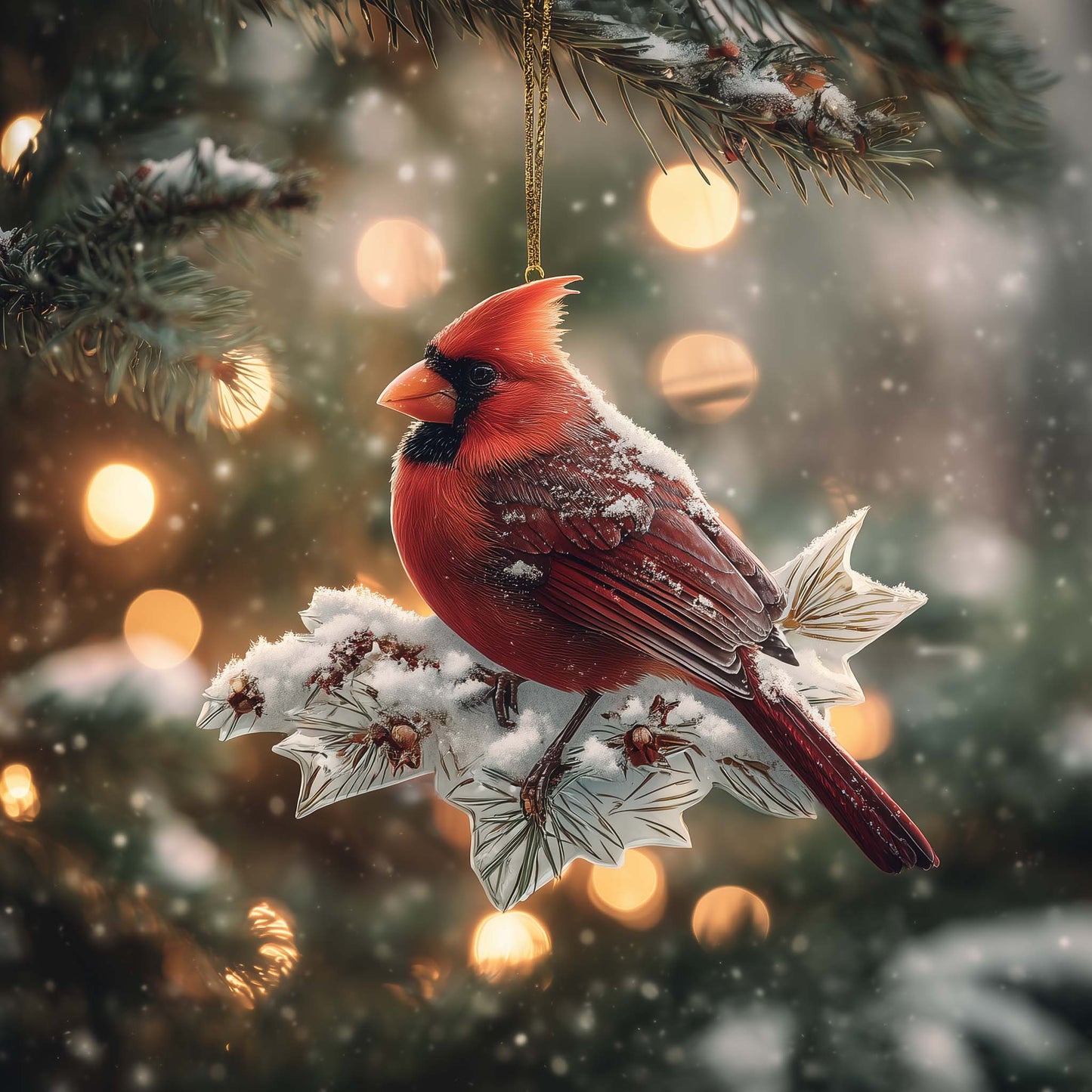 Cardinal Whisper Christmas Mica Ornament GFSPYC109