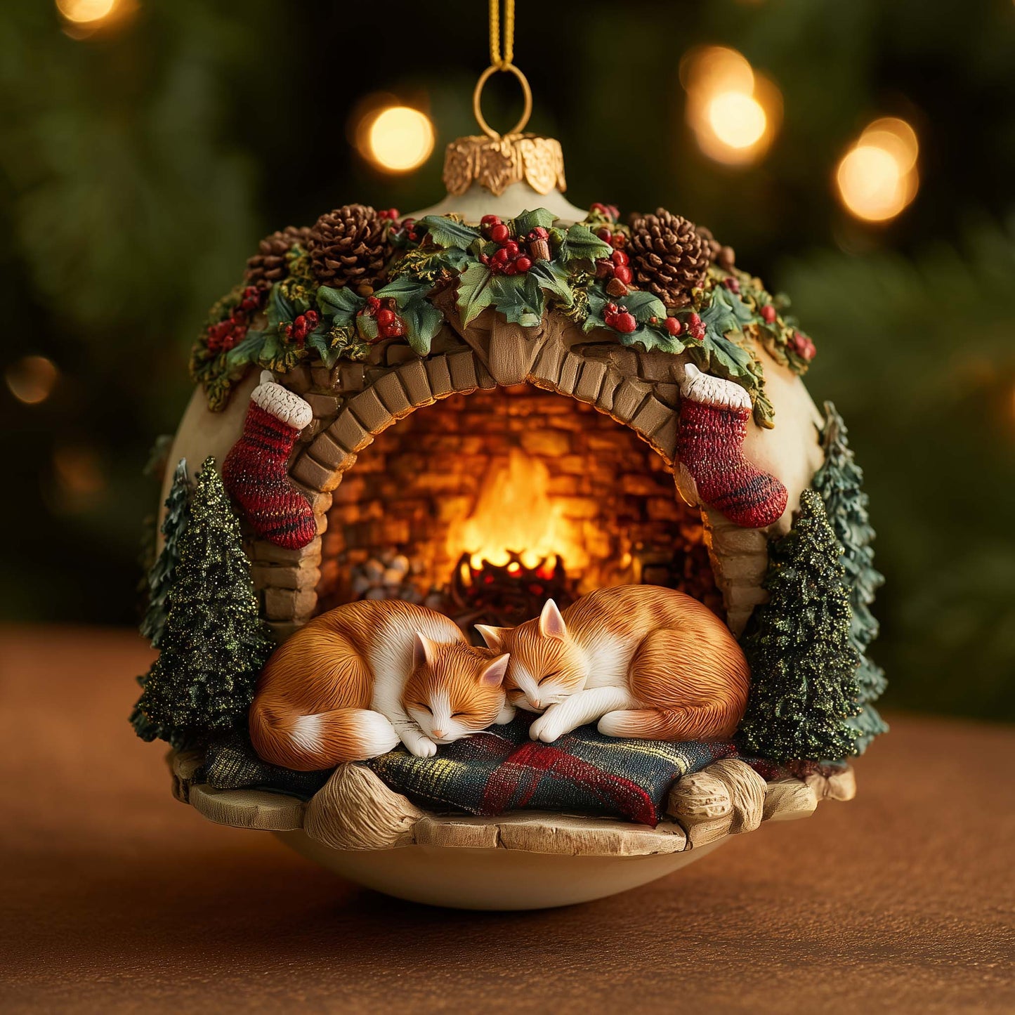 Cozy Cat Christmas Mica Ornament GFSPYC130