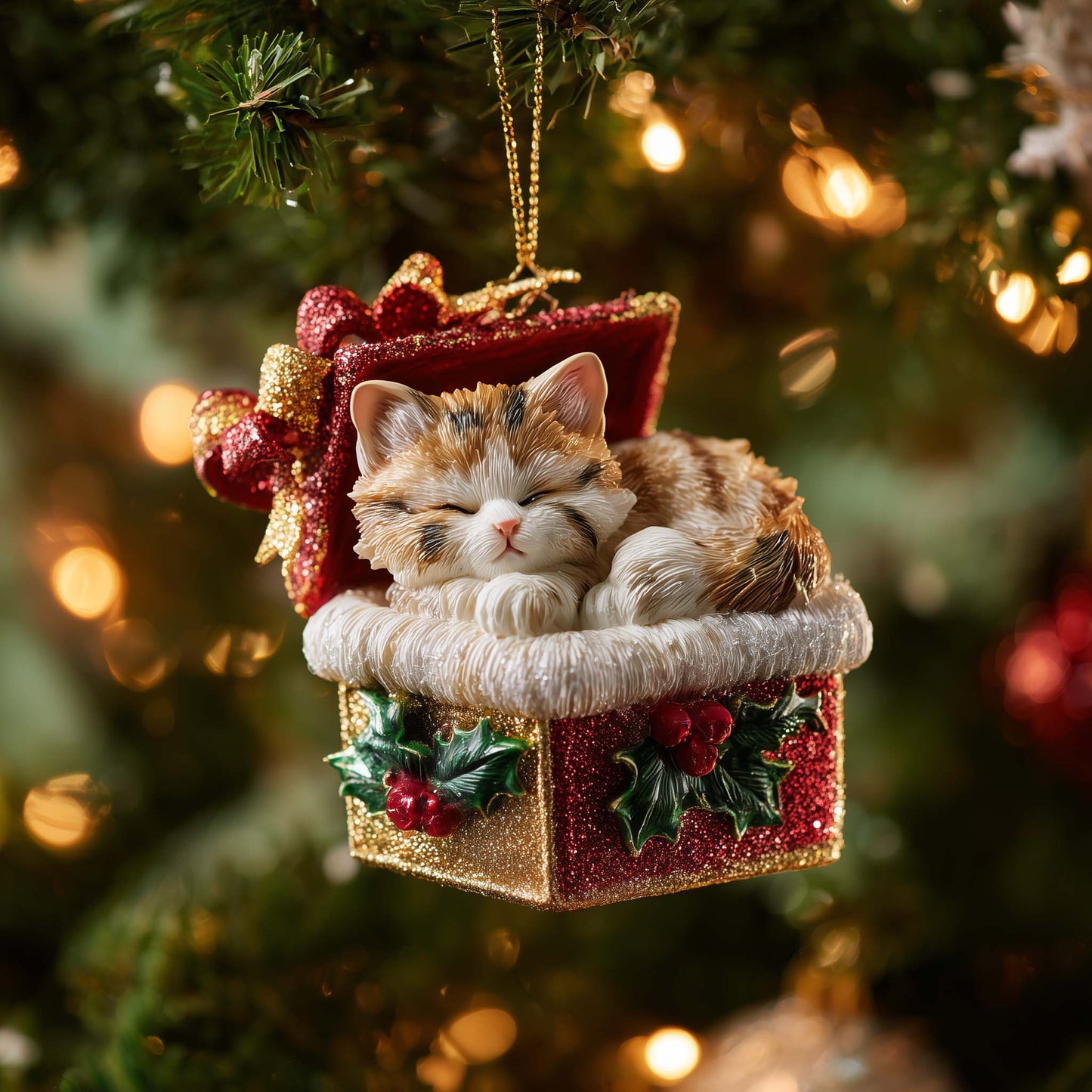 Cozy Cat Christmas Mica Ornament GFSPYC134