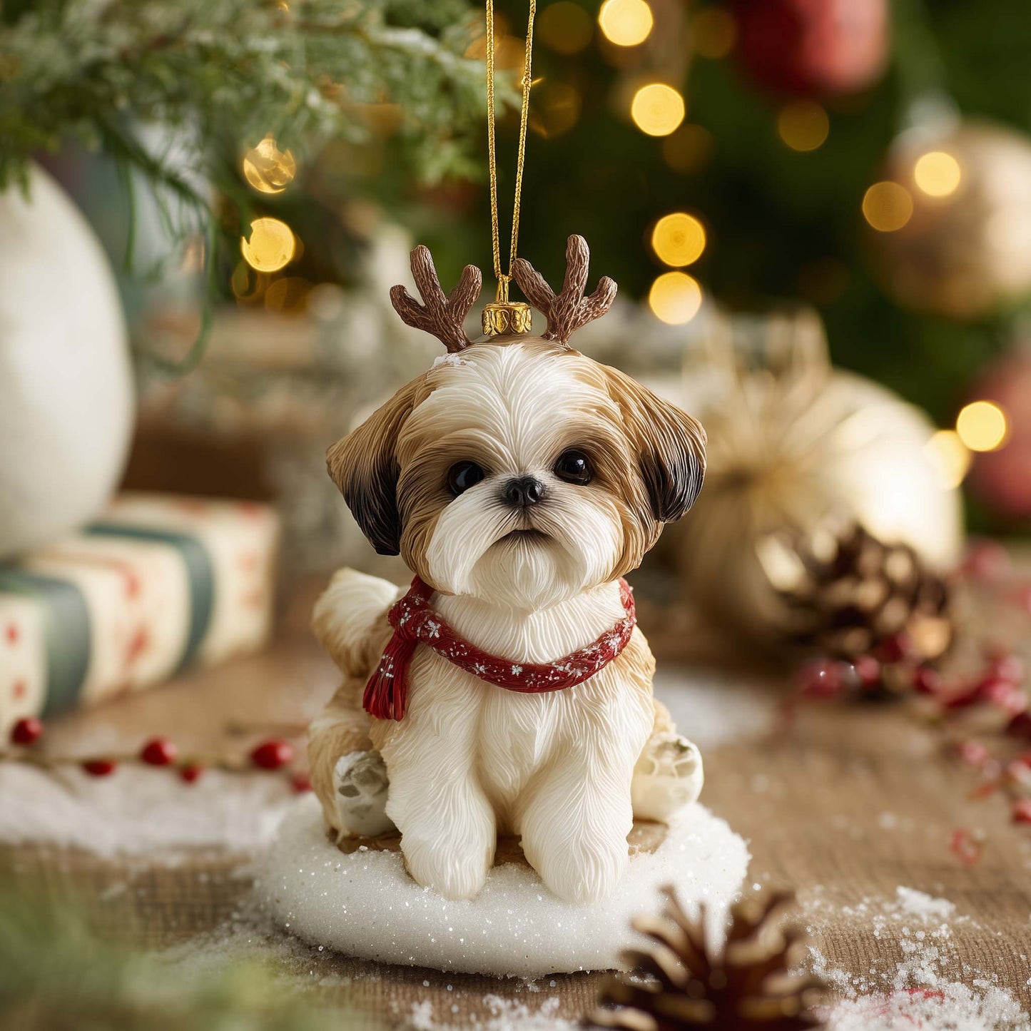 Silky Pup Christmas Mica Ornament GFSPYC152