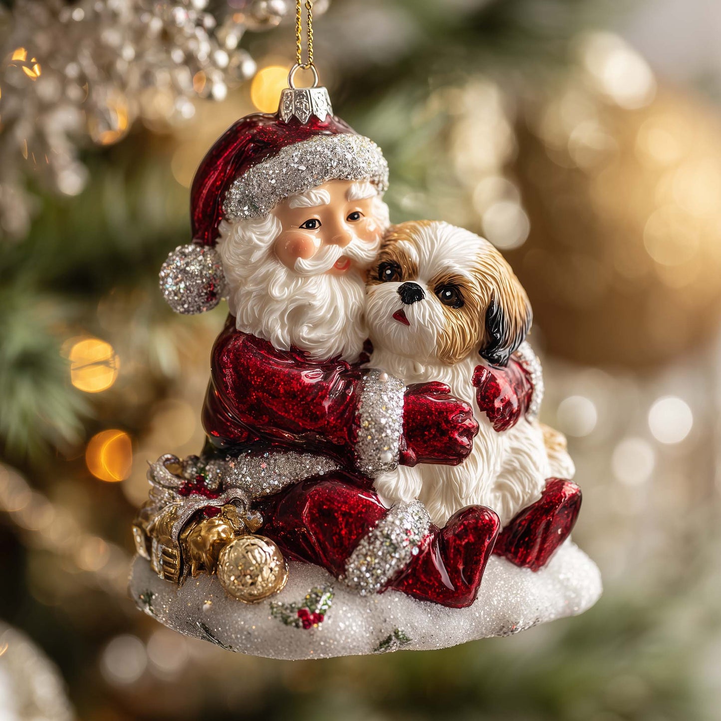 Silky Pup Christmas Mica Ornament GFSPYC156