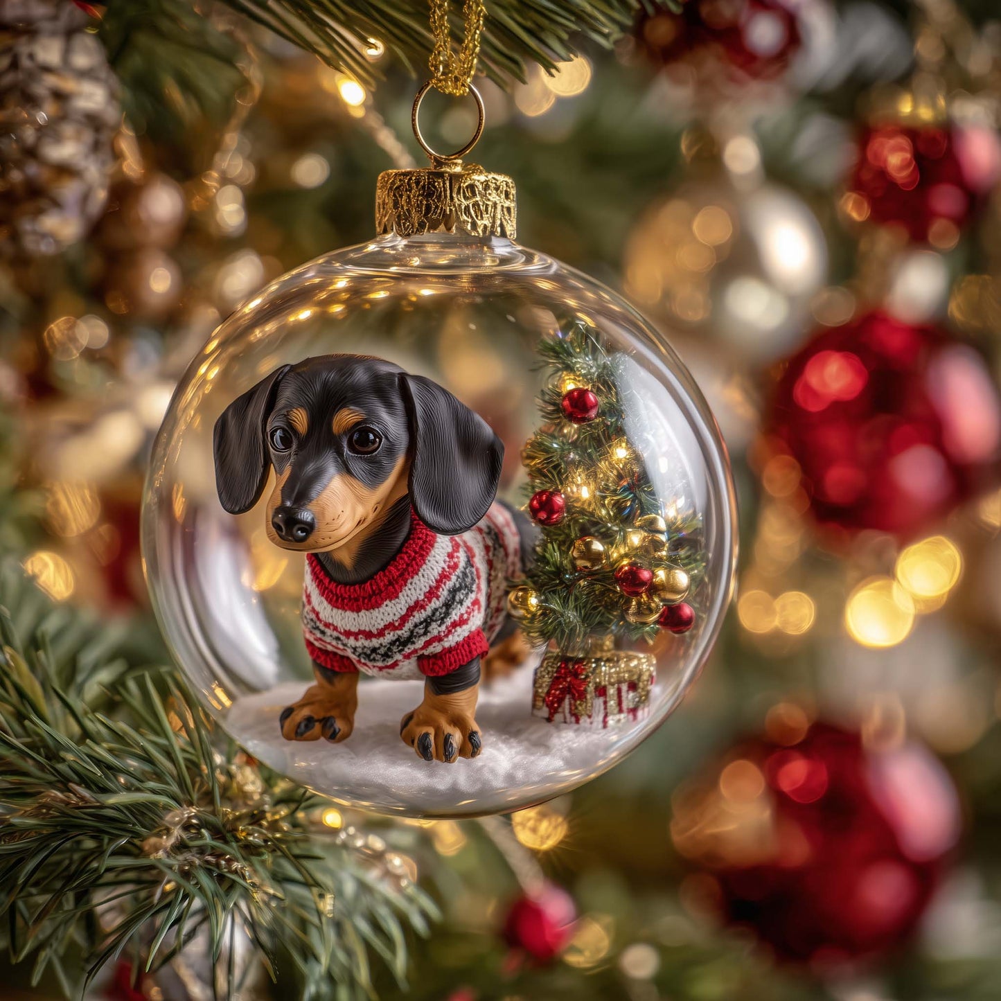 Sausage Pup Christmas Mica Ornament GFSPYC75
