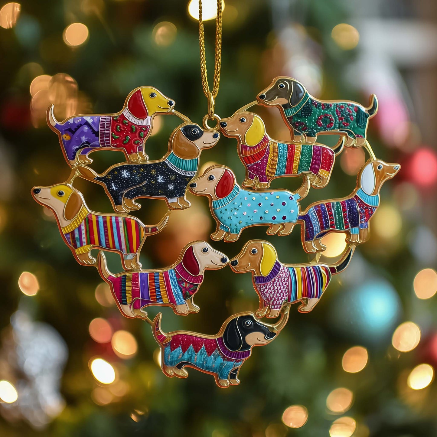 Sausage Pup Christmas Mica Ornament GFSPYC77
