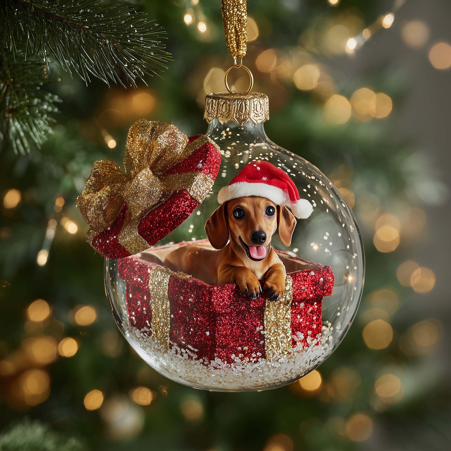 Sausage Pup Christmas Mica Ornament GFSPYC78