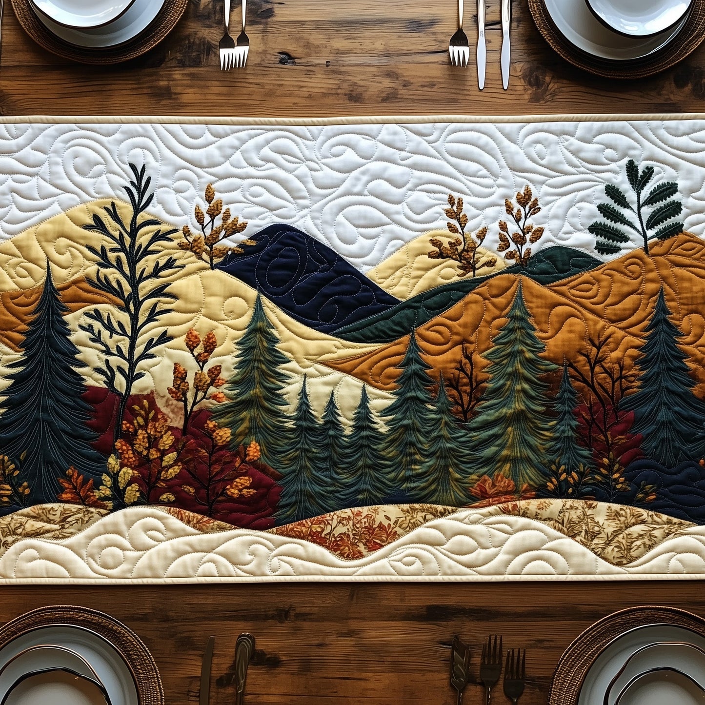 Mountain Hideaway Quilted Table Runner GFTOHD6061