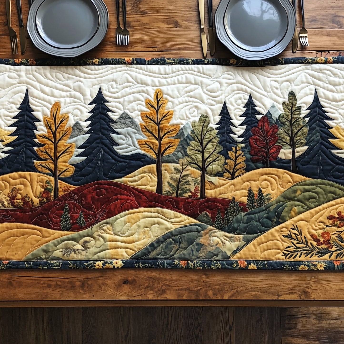 Vintage Forest Vibe Quilted Table Runner GFTOHD6062