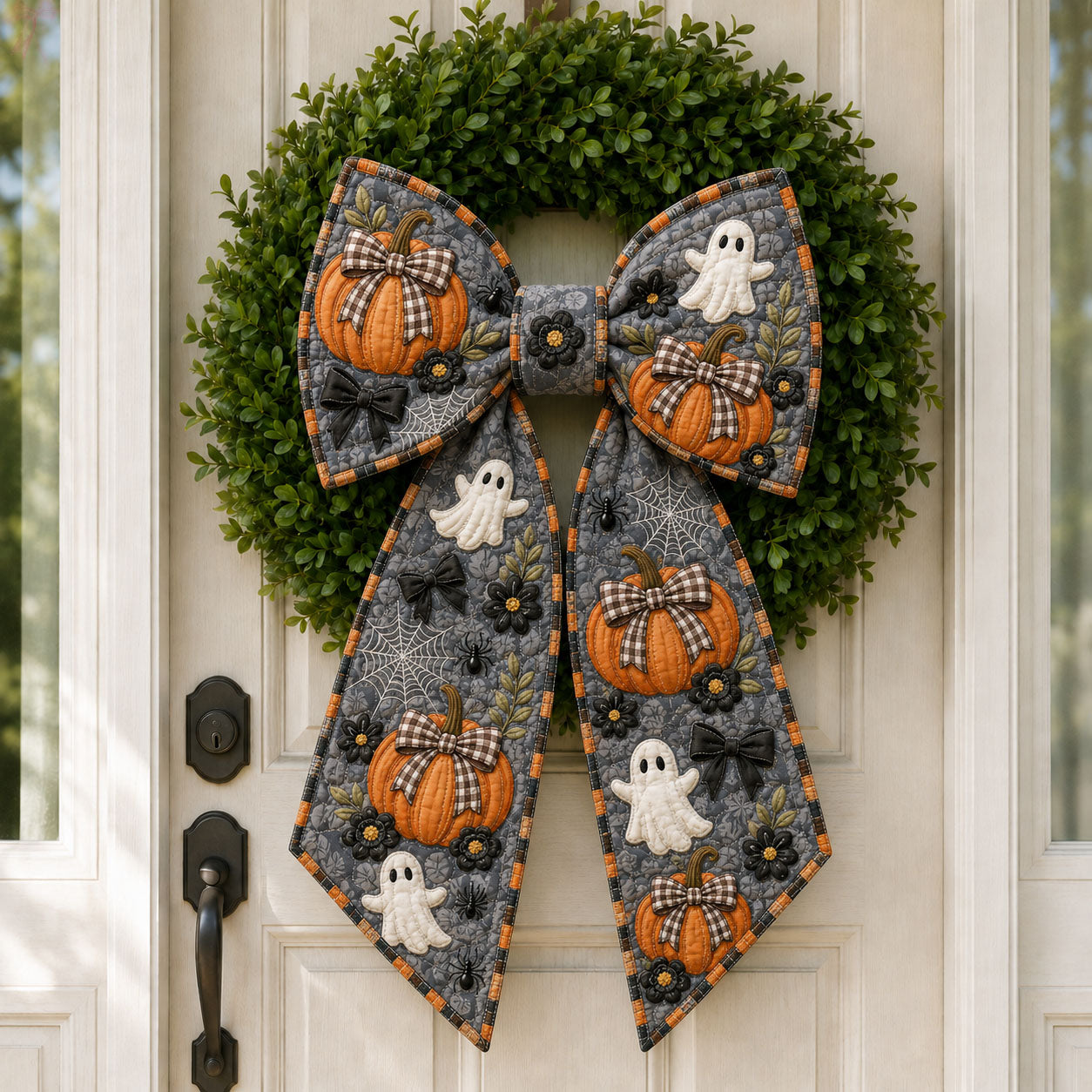 Farmhouse Ghost Pumpkin Quilted Wreath Sash GFTOHNL1059