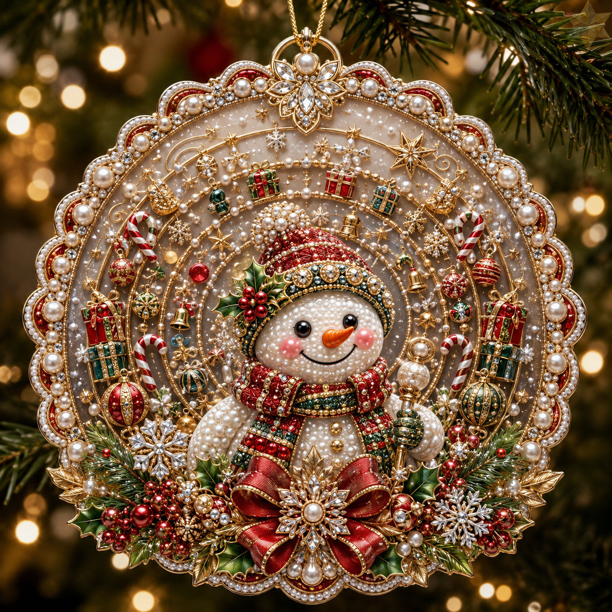 Snowman Christmas Holiday Christmas Mica Ornament