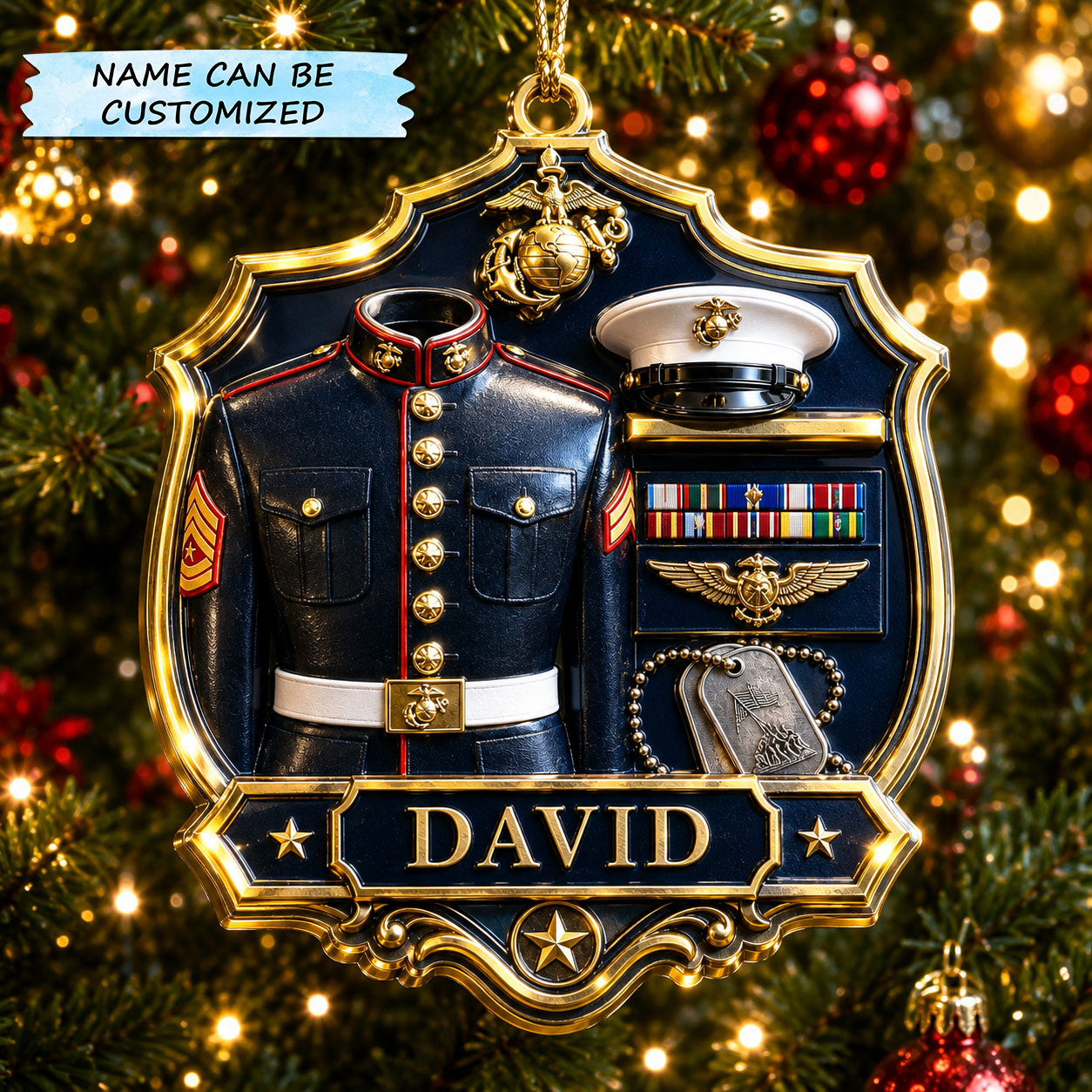 Marine Veteran Service Tribute Christmas Mica Ornament QTCUZ GFTOHNL2733
