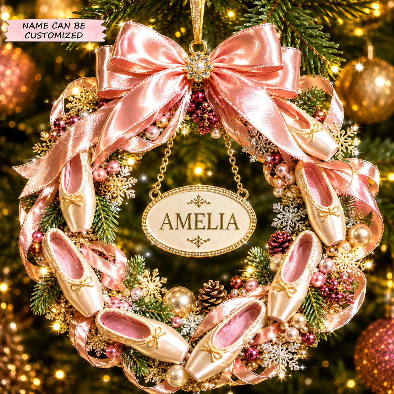 Personalized Ballerina Christmas Wreath Christmas Mica Ornament QTCUZ GFTOHNL2740