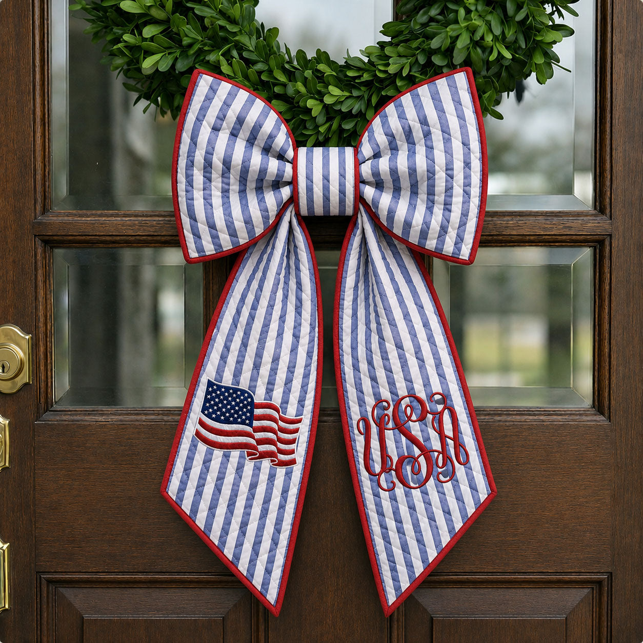 Patriotic Monogram Quilted Wreath Sash GFTOHNL686
