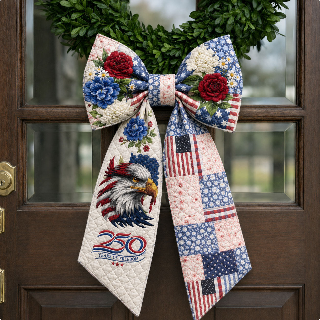 Freedom Eagle Patchwork Anniversary Quilted Wreath Sash GFTOHNL687