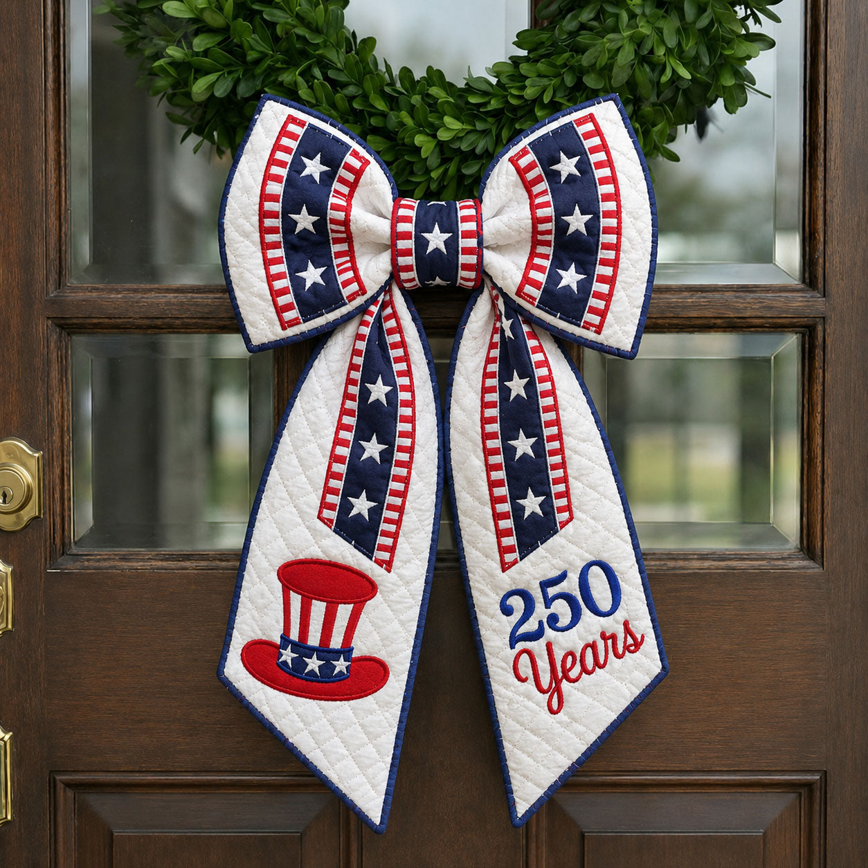 250 Years Patriotic Top Hat Quilted Wreath Sash GFTOHNL689