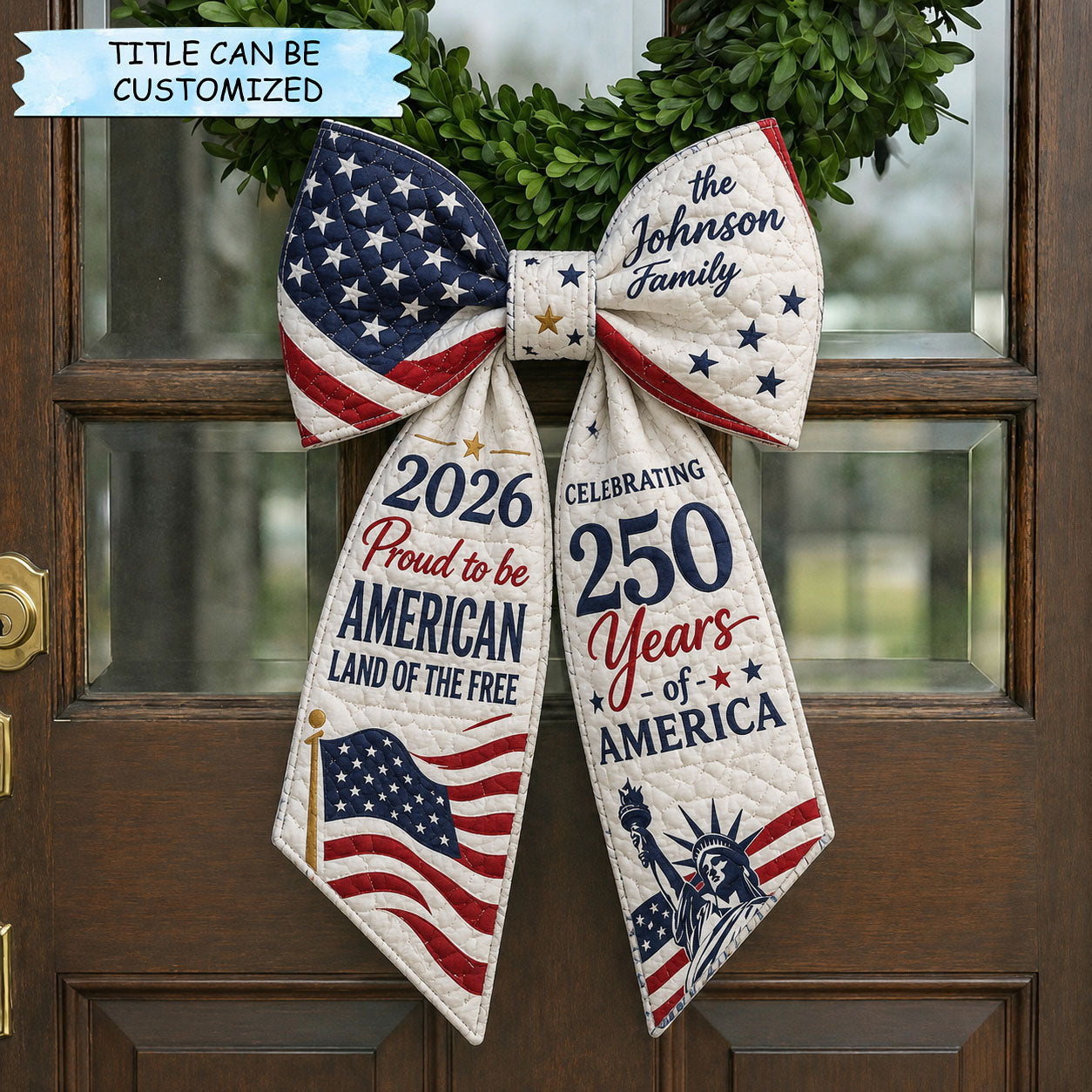 Personalized America 250 Years Celebration Quilted Wreath Sash QTCUZ GFTOHNL690