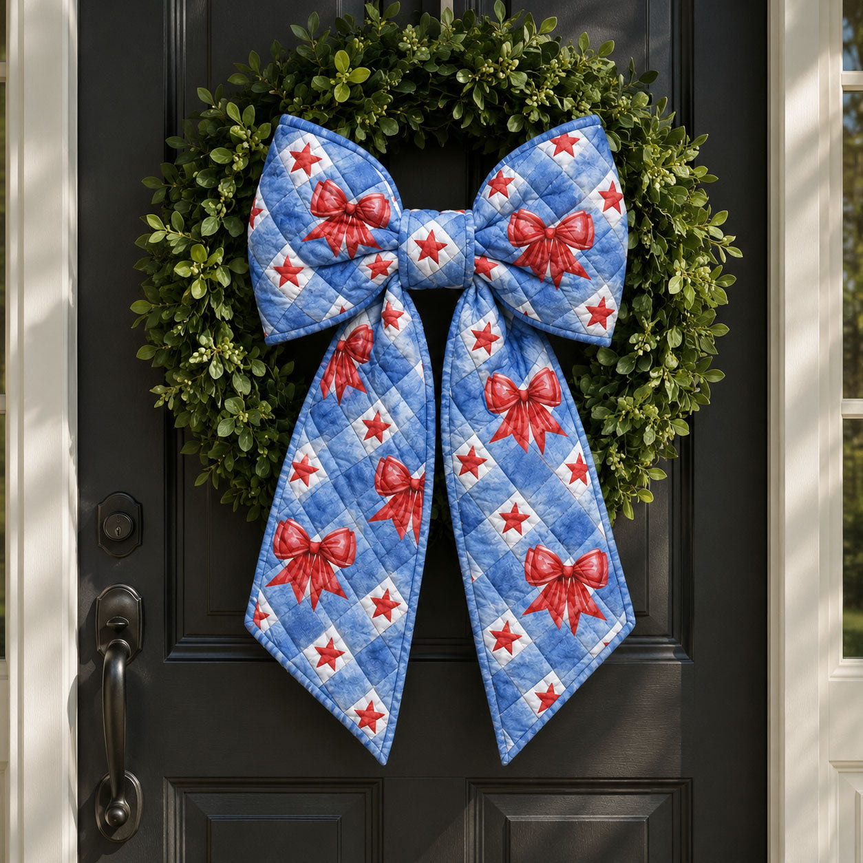 Patriotic Star Bow Quilted Wreath Sash GFTOHNL796