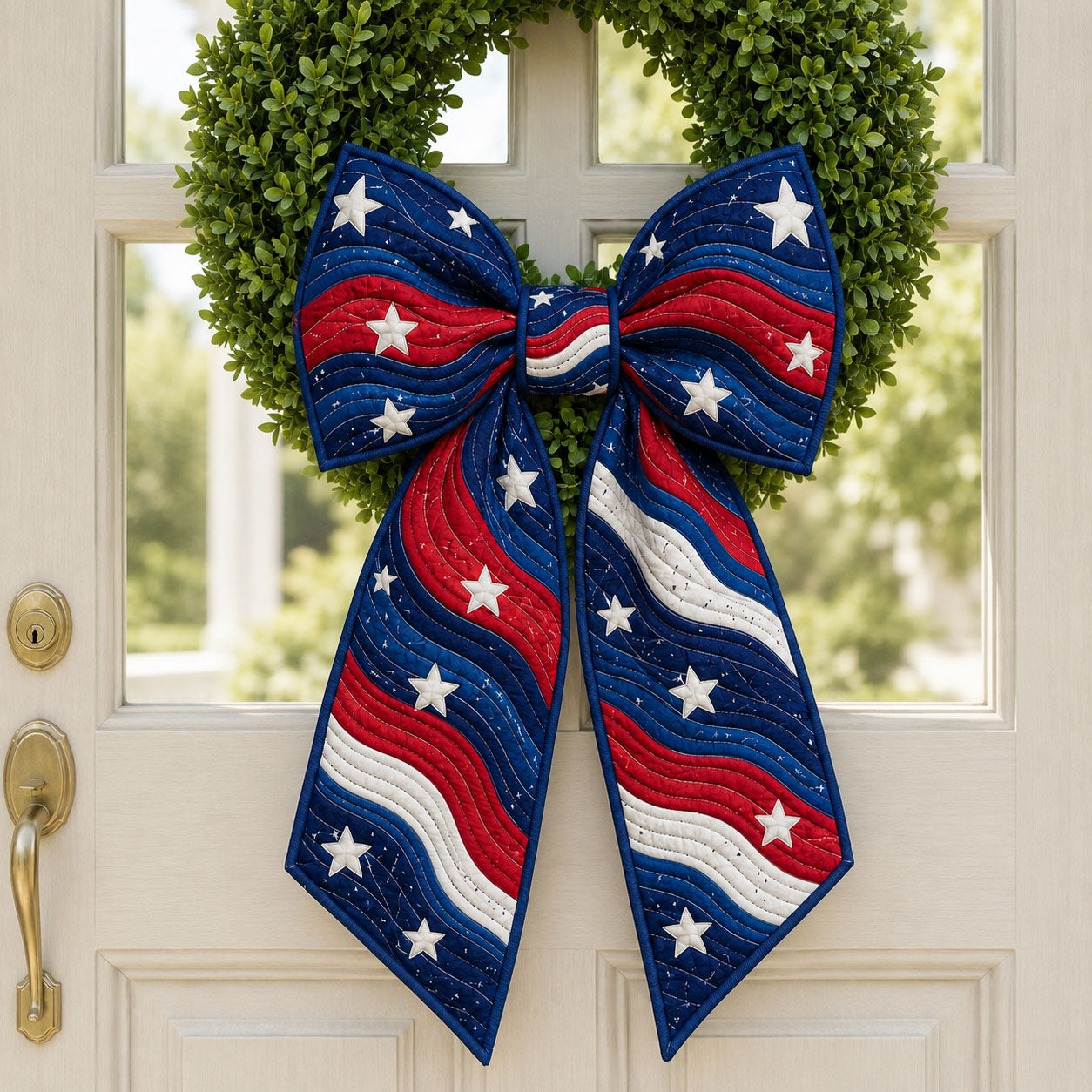 Patriotic Waving Flag Quilted Wreath Sash GFTOHNL797