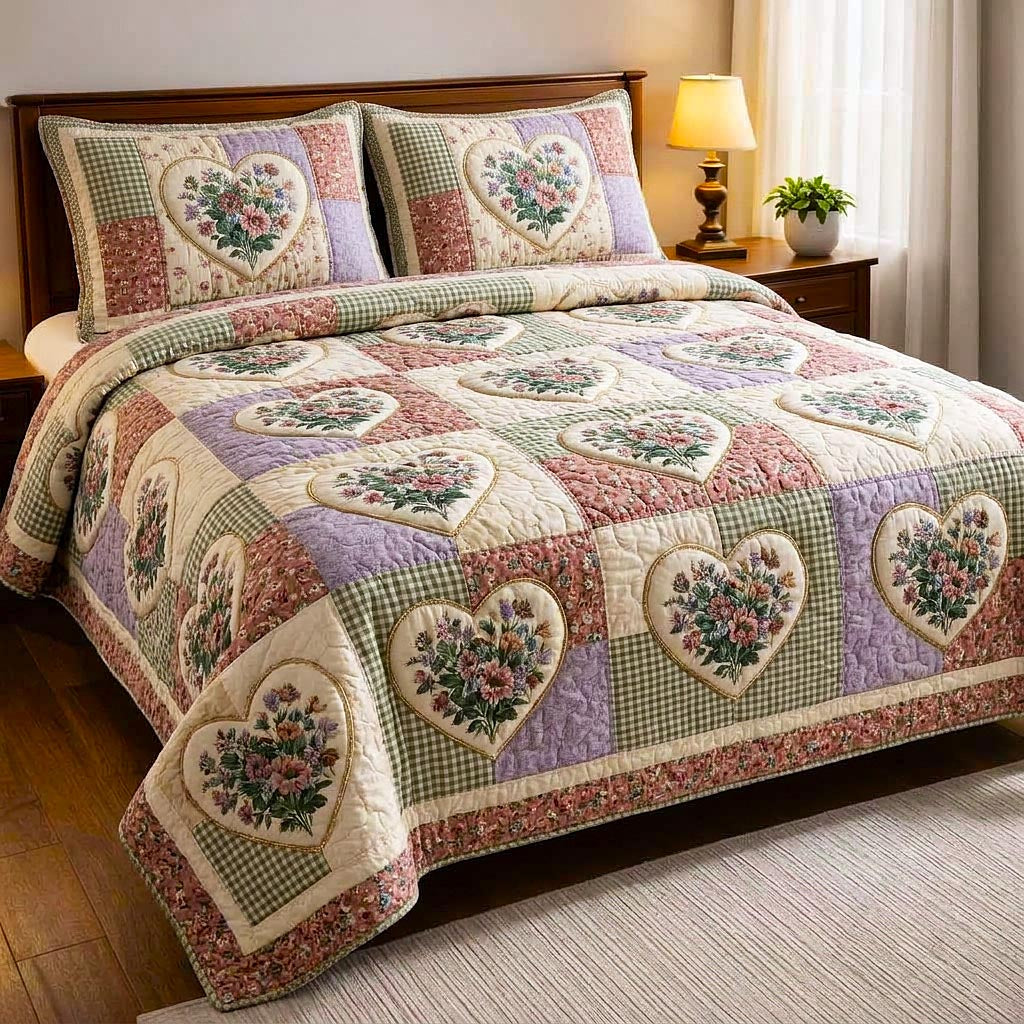 Patchwork Bloom 3-Piece Quilted Bedding Set GFTOMA10565 – Willow Quilt