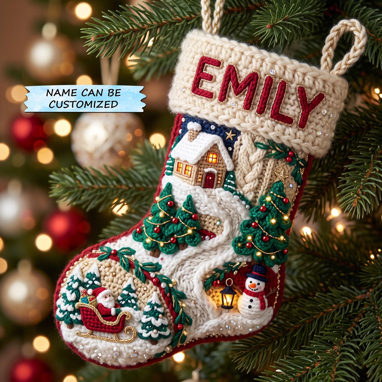 Personalized Stocking Christmas Mica Ornament