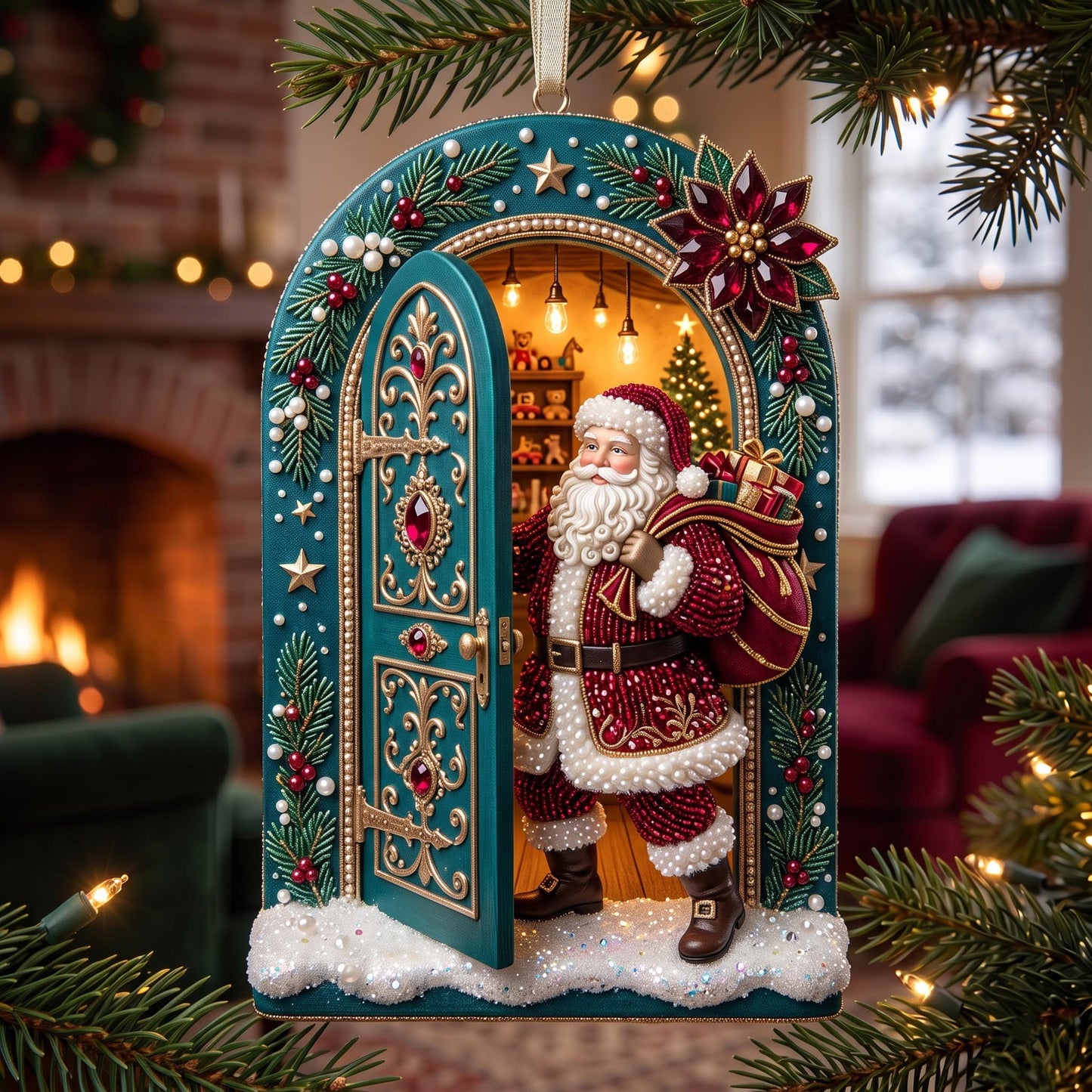 Jolly Santa Christmas Mica Ornament GFTOMA13801