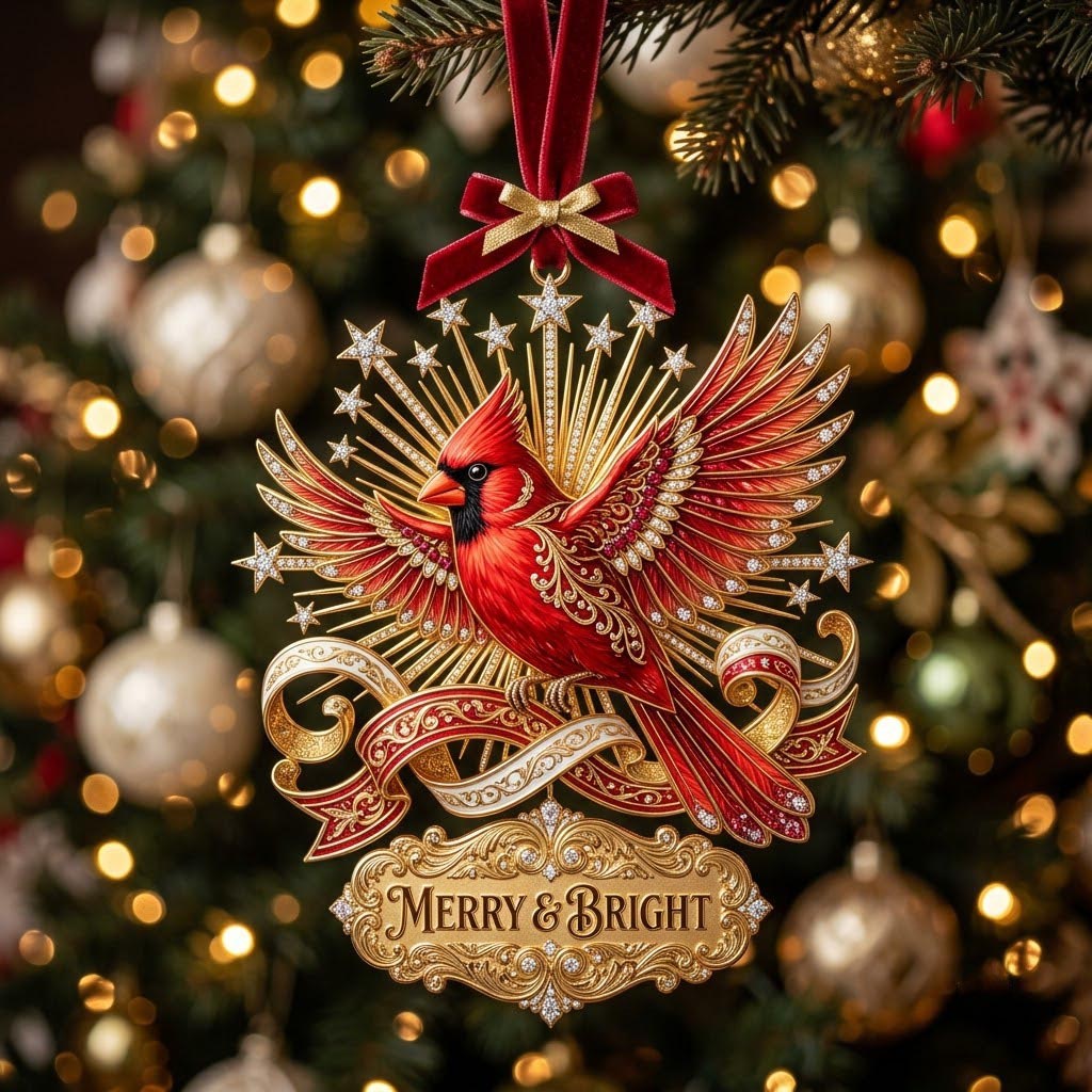 Red Cardinal Christmas Mica Ornament GFTONMU2172