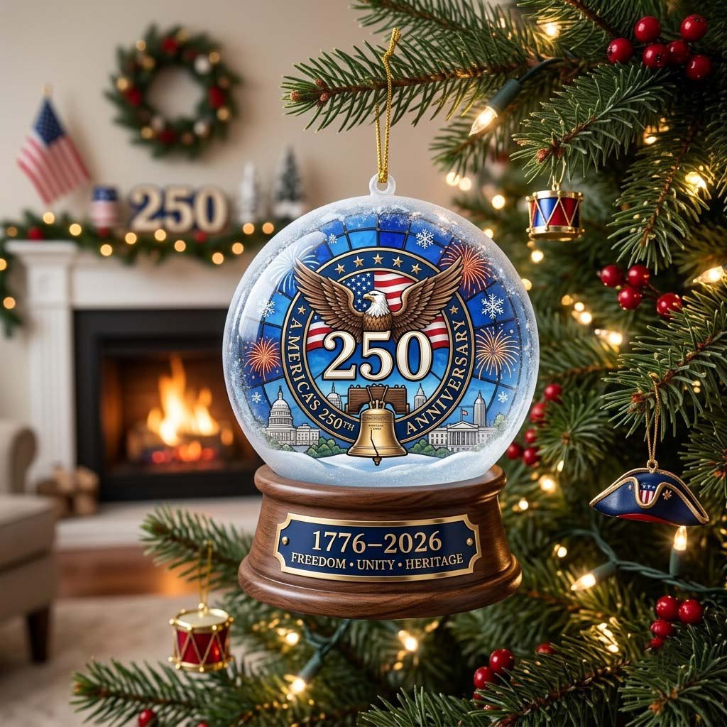 America 250 Legacy Christmas Mica Ornament