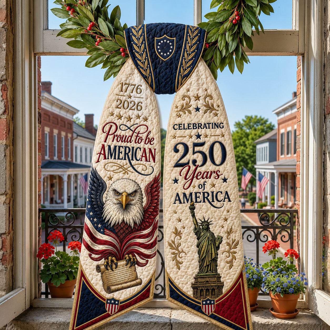 Proud To Be American Quilted Wreath Sash GFTOPND524