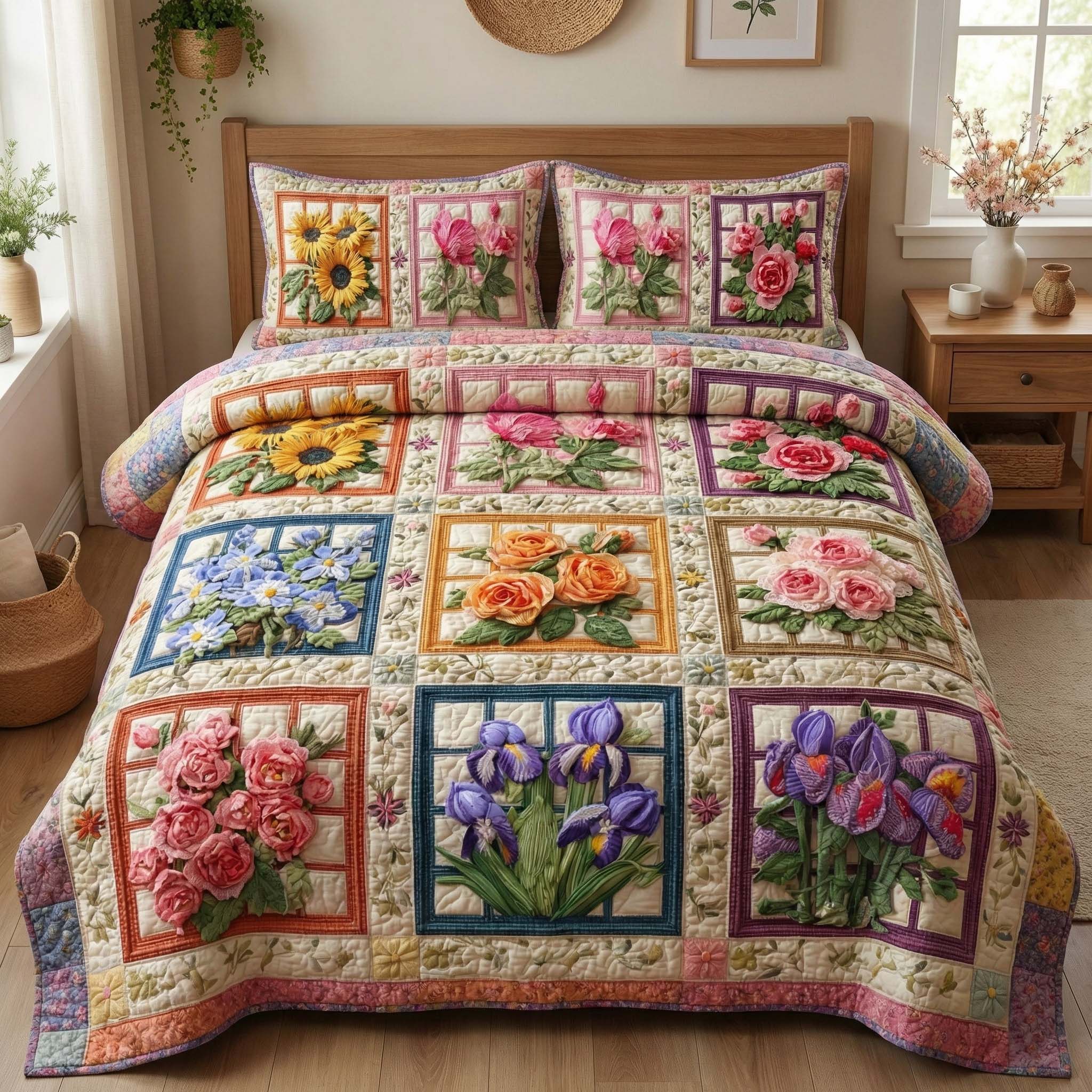 Blossom Grace 3-Piece Quilted Bedding Set GFTOQM3203 – Willow Quilt