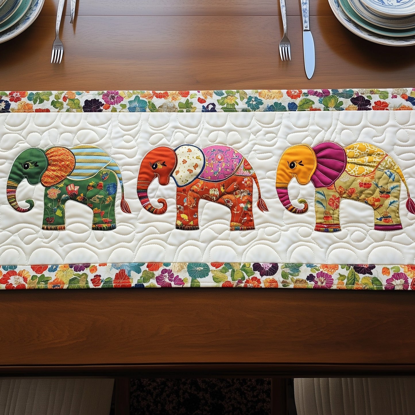 Floral Trunk Parade Quilted Table Runner GFTOTP6838