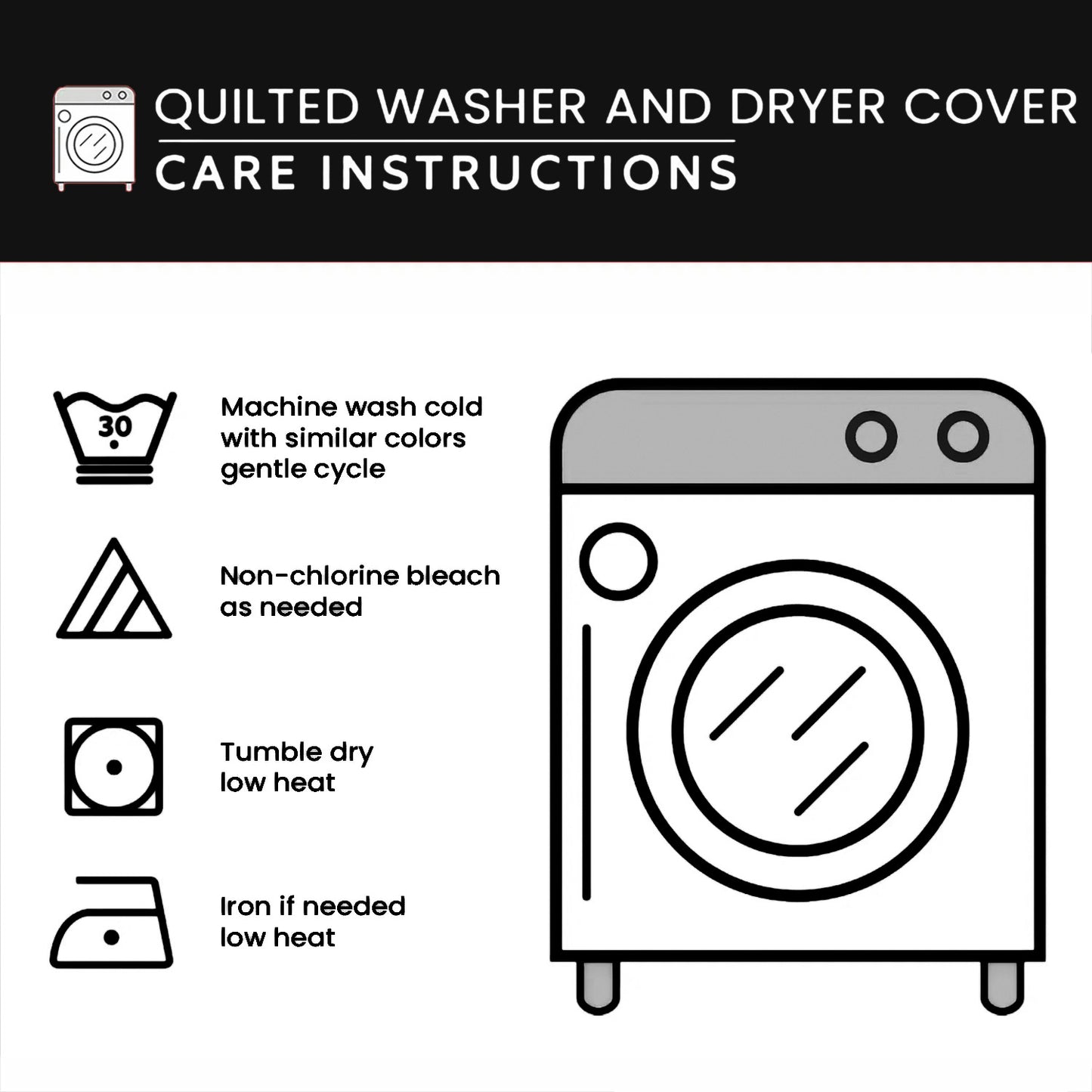 Golden Buzz Quilted Washer and Dryer Cover GFTOQM2001