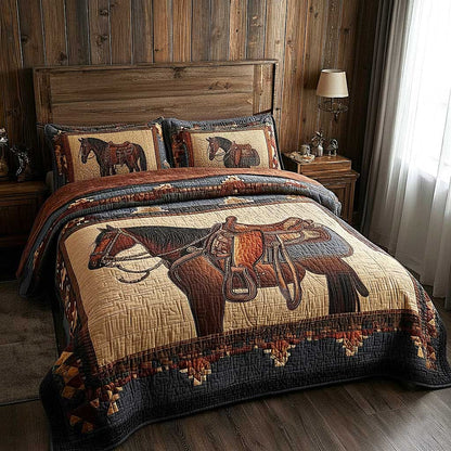 Prairie Horse 3-Piece Quilted Bedding Set GFTOMA8162
