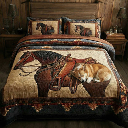 Prairie Horse 3-Piece Quilted Bedding Set GFTOMA8162
