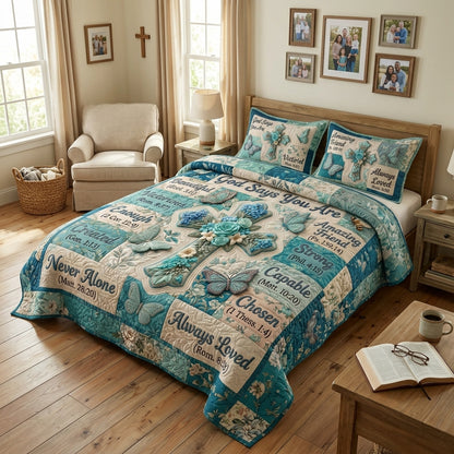 Floral Bible 3-Piece Quilted Bedding Set GFTONMU1360