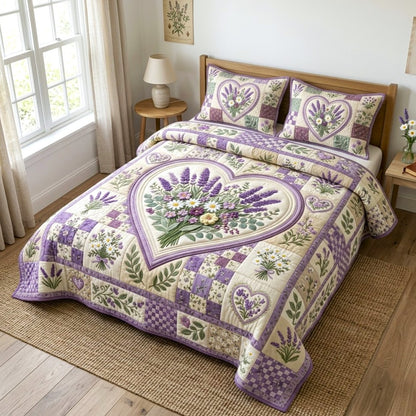 Floral Patchwork 3-Piece Quilted Bedding Set GFTONMU1373