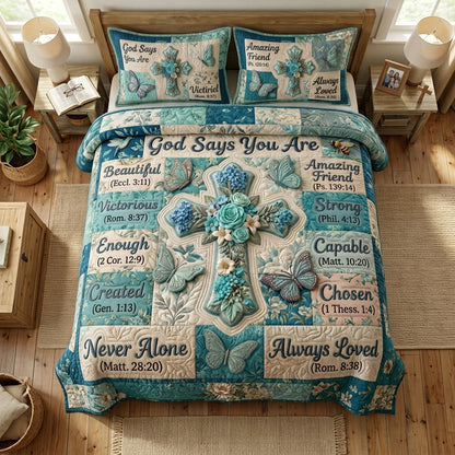Floral Bible 3-Piece Quilted Bedding Set GFTONMU1360
