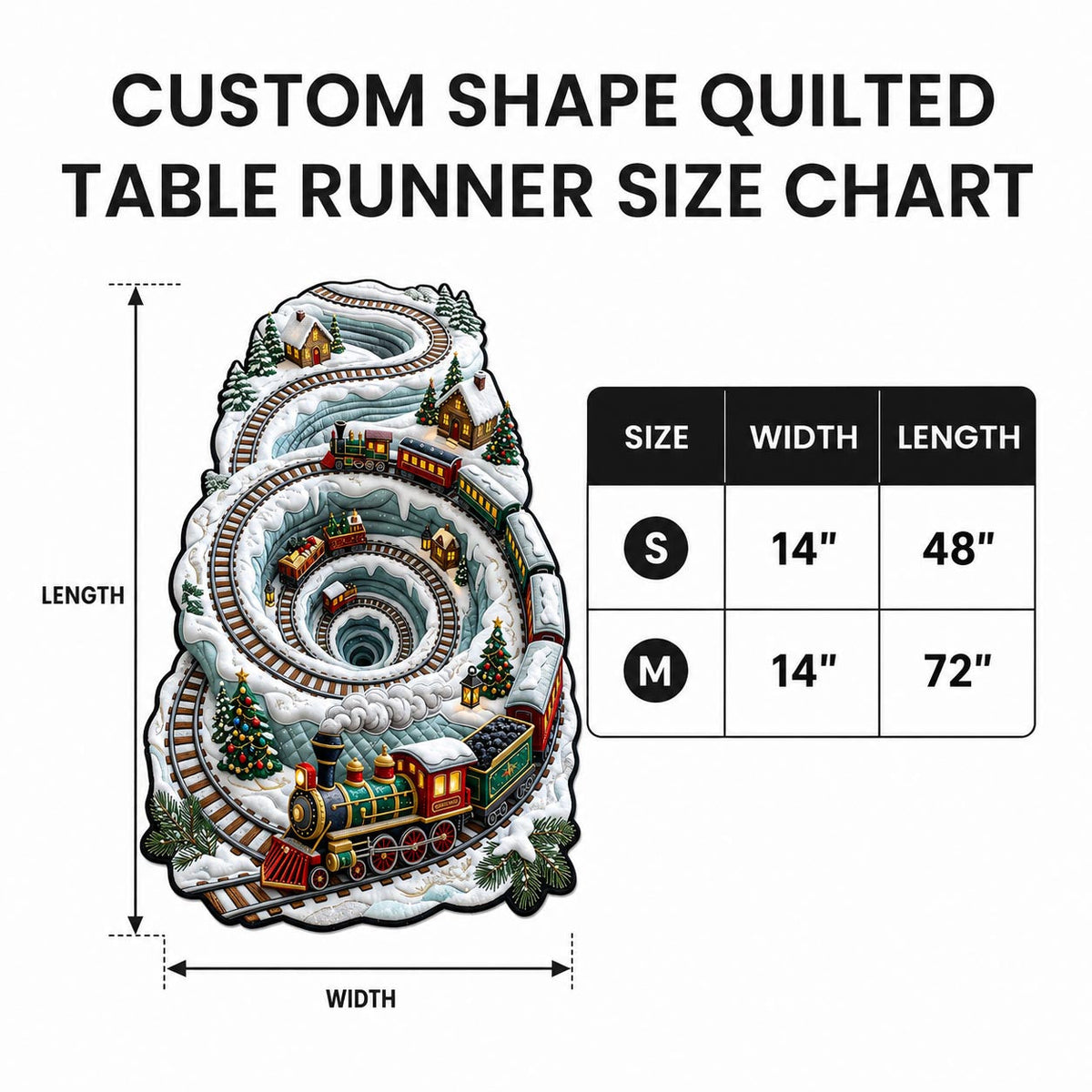 Christmas Polar Bears Custom Shape Quilted Table Runner GFTOHNL3374