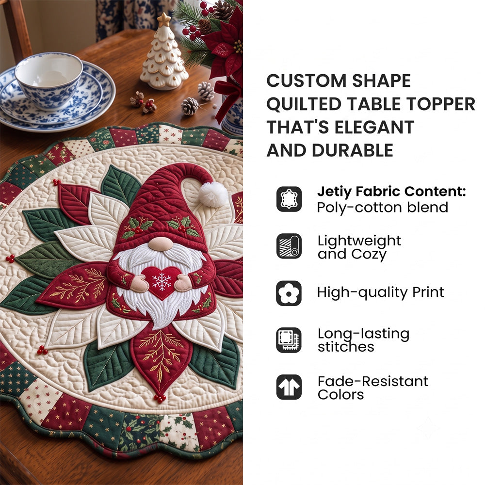 Christmas Ornament Bow Custom Shape Quilted Table Topper GFTOHNL3384