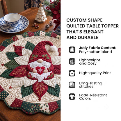 Christmas Ornament Bow Custom Shape Quilted Table Topper GFTOHNL3384