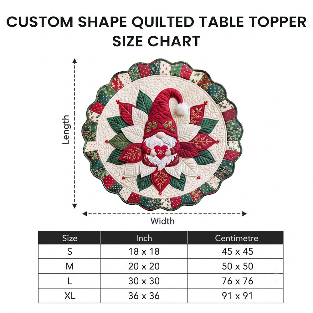 Christmas Ornament Bow Custom Shape Quilted Table Topper GFTOHNL3384