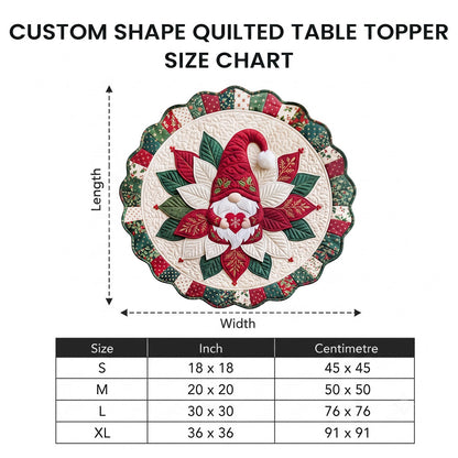 Christmas Ornament Bow Custom Shape Quilted Table Topper GFTOHNL3384