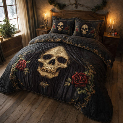 Mystique Solo Skull 3-Piece Quilted Bedding Set GFTOHD12837