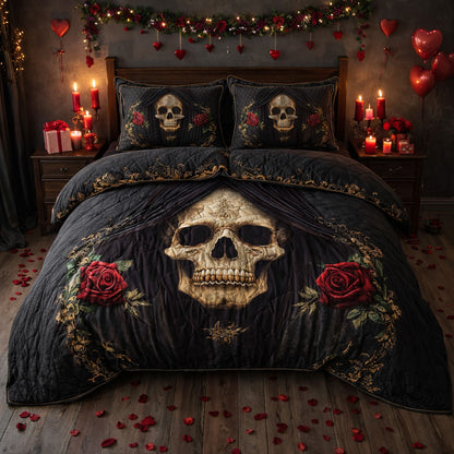 Mystique Solo Skull 3-Piece Quilted Bedding Set GFTOHD12837