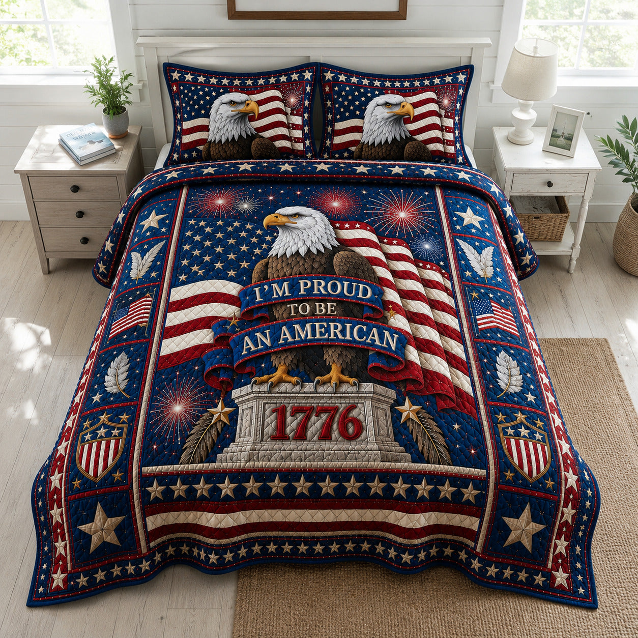 America 250 3-Piece Quilted Bedding Set GFTOLAN04