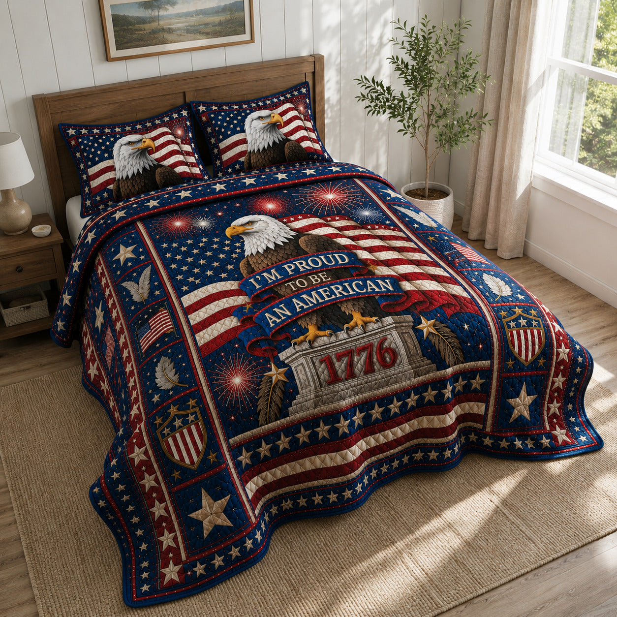 America 250 3-Piece Quilted Bedding Set GFTOLAN04