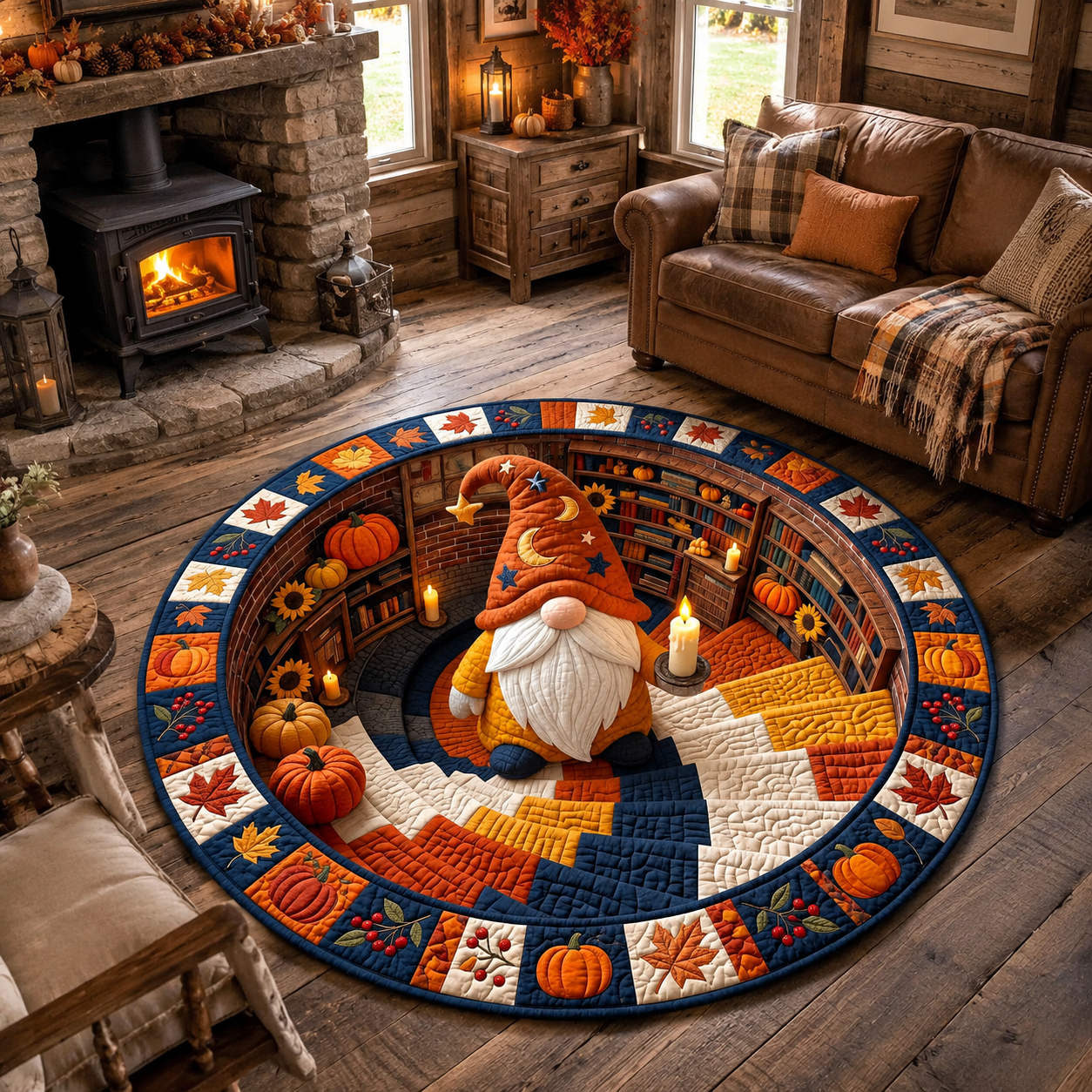Fall Gnome Quilted Round Mat GFTOTP21280