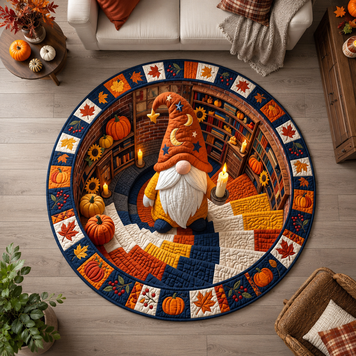 Fall Gnome Quilted Round Mat GFTOTP21280
