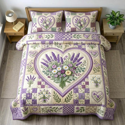 Floral Patchwork 3-Piece Quilted Bedding Set GFTONMU1373